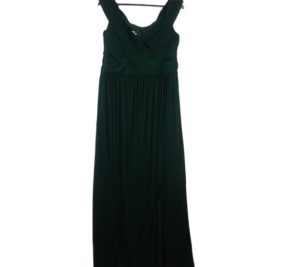 Davids Bridal 16 Sleeveless Formal Maxi Dress Plus in Forest Green - Picture 2 of 10